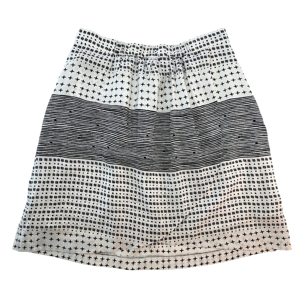 MADEWELL 100% Silk Faux Wrap Skirt • Small • black & white geometric print
